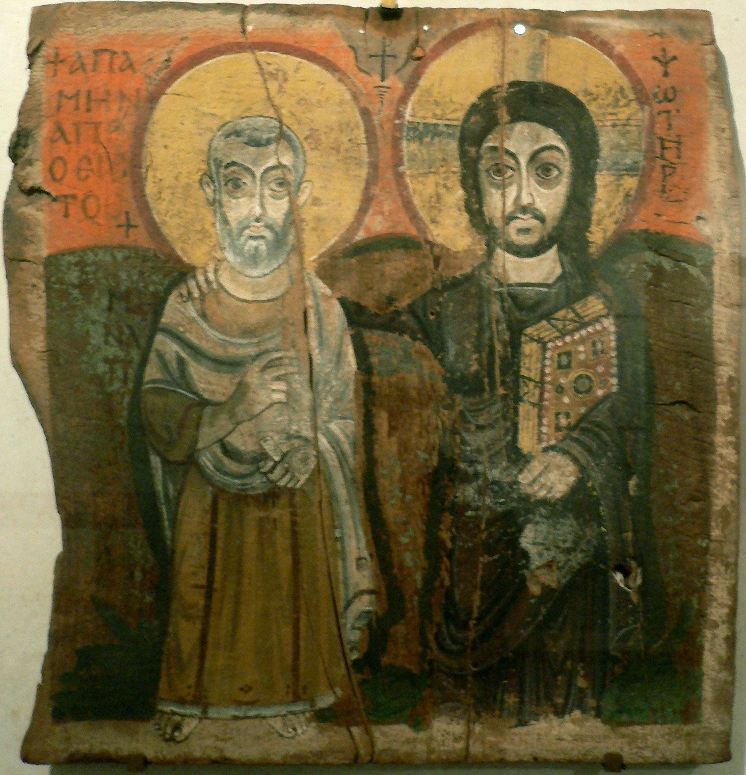 This early medieval painting of Jesus and the abbot of a monastery dates from the 6th or 7th century. The artist of this beautiful piece is unknown. Note how the figures of Jesus and the abbot are stylized, almost like drawings from a cartoon strip. (Image via Wikipedia)